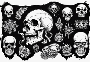 Barbd wired and skulls tattoo idea