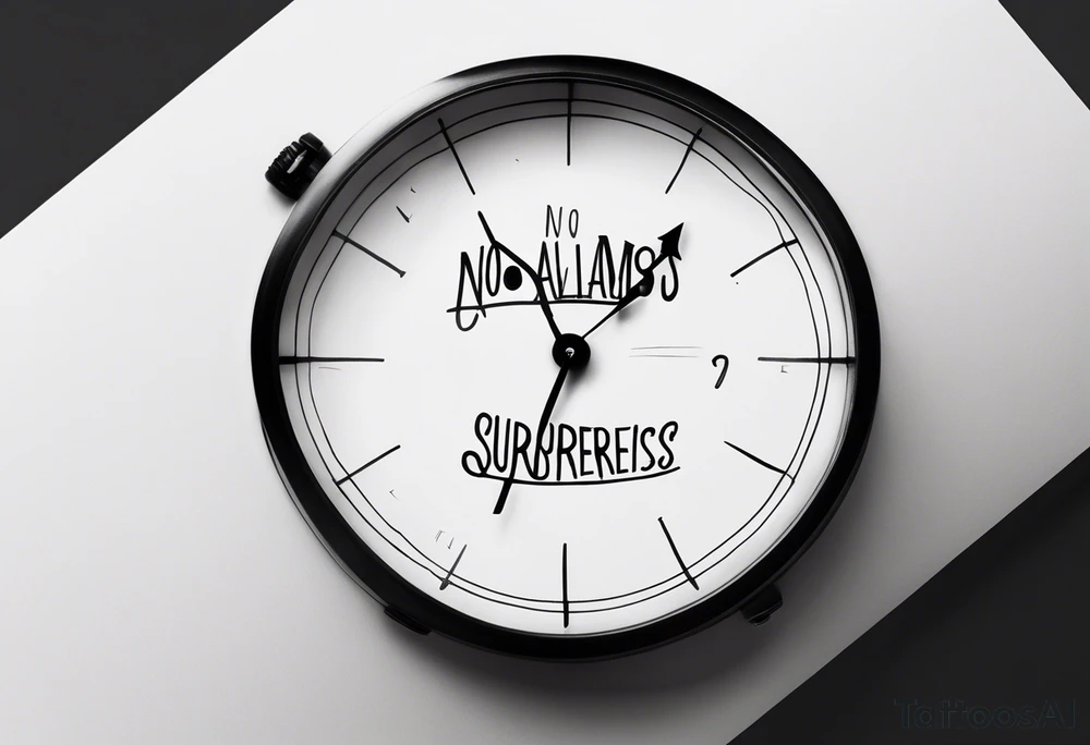 "no alarms and no surprises" in a handwritten font tattoo idea