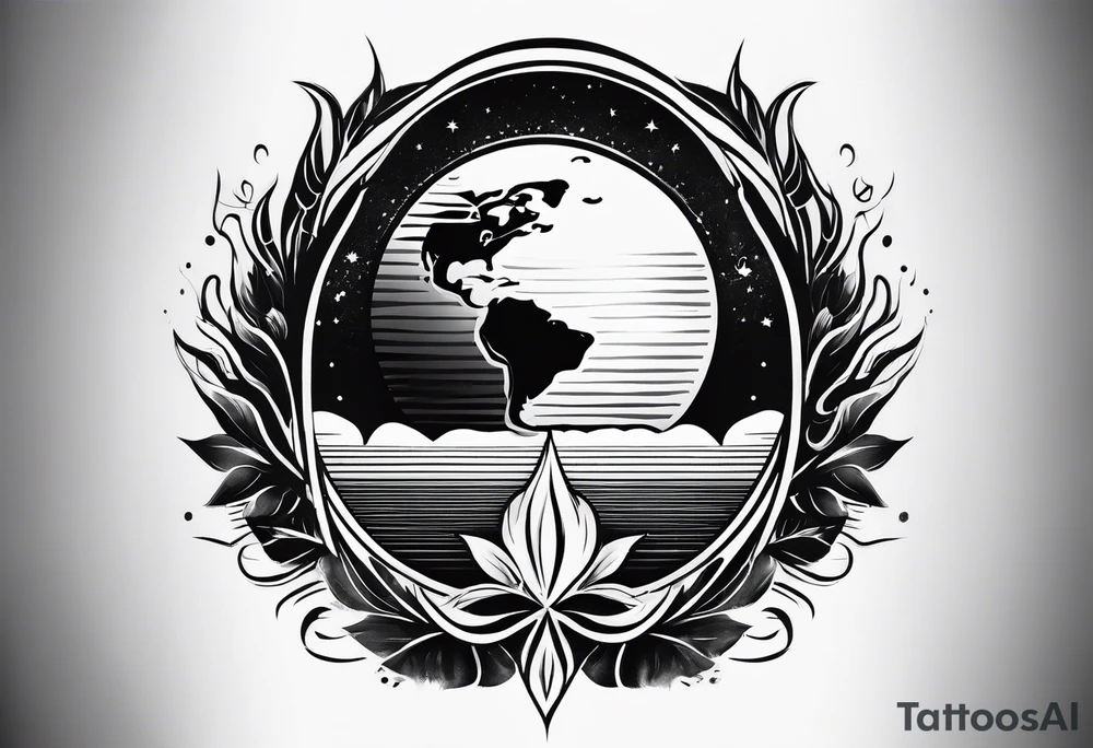 earth symbol, fire symbol tattoo idea