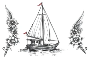 sailing boat at achor tattoo idea