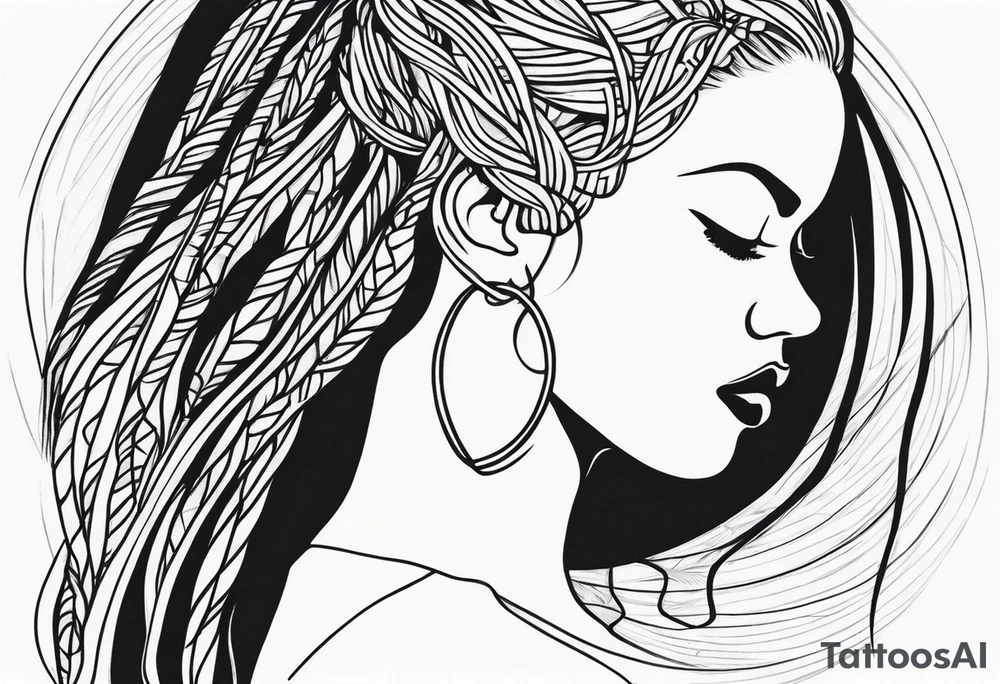 Gym girl silhouette with locs tattoo idea