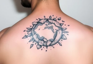 A shattered earth some pieces are crumbling off the Earth tattoo idea