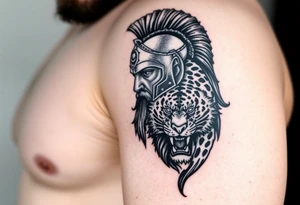 spartan viking with a tiger on it tattoo idea