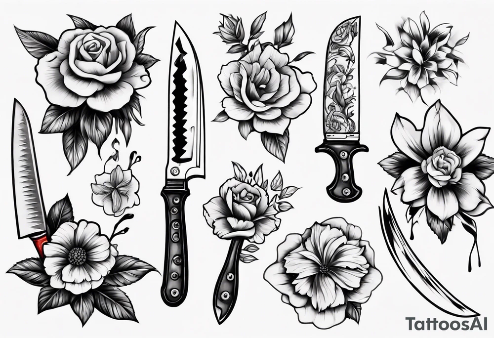A knife stuck in a flower tattoo idea