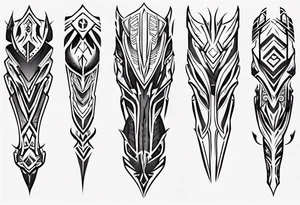 Futuristic leg armor tattoo idea