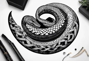 snake as a crescent moon, no face tattoo idea