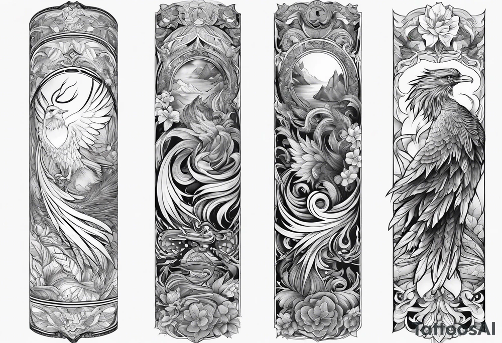 Phoenix arm sleeve tattoo idea