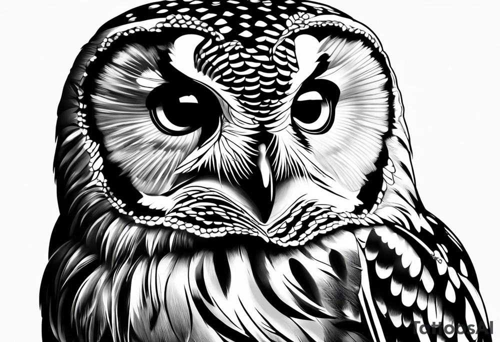 Barred owl with a single rose tattoo idea