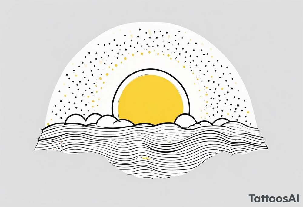 scandi looking sunshine made of dots tattoo idea