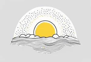 scandi looking sunshine made of dots tattoo idea