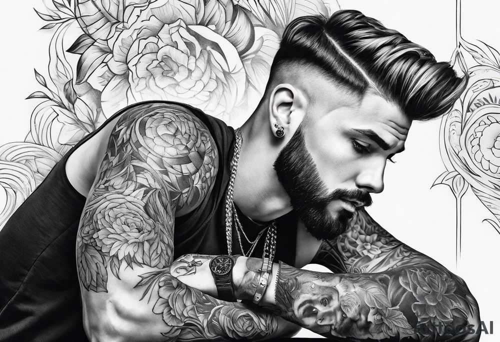 Tattoo artist with shord haircut man young tattoo idea