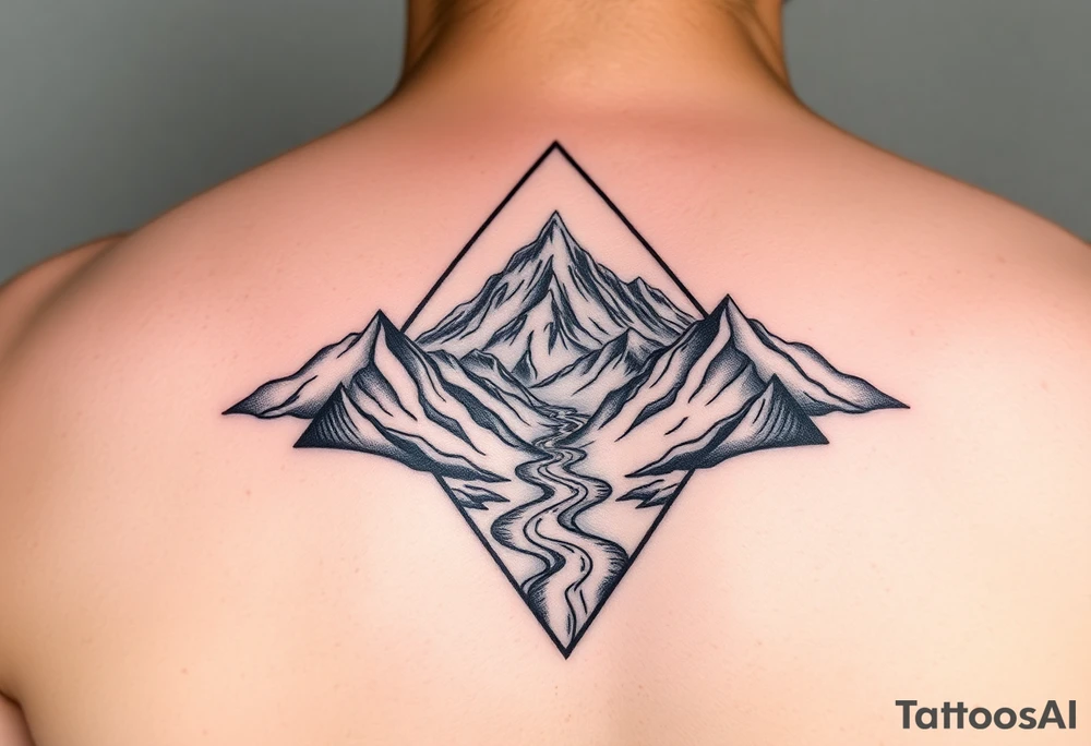 Mountains with the river running through it and a triangle around it with Humboldt at the top Mendocino  in the left corner and Trinity in the right tattoo idea