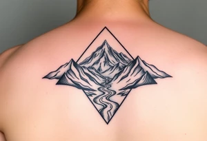 Mountains with the river running through it and a triangle around it with Humboldt at the top Mendocino  in the left corner and Trinity in the right tattoo idea