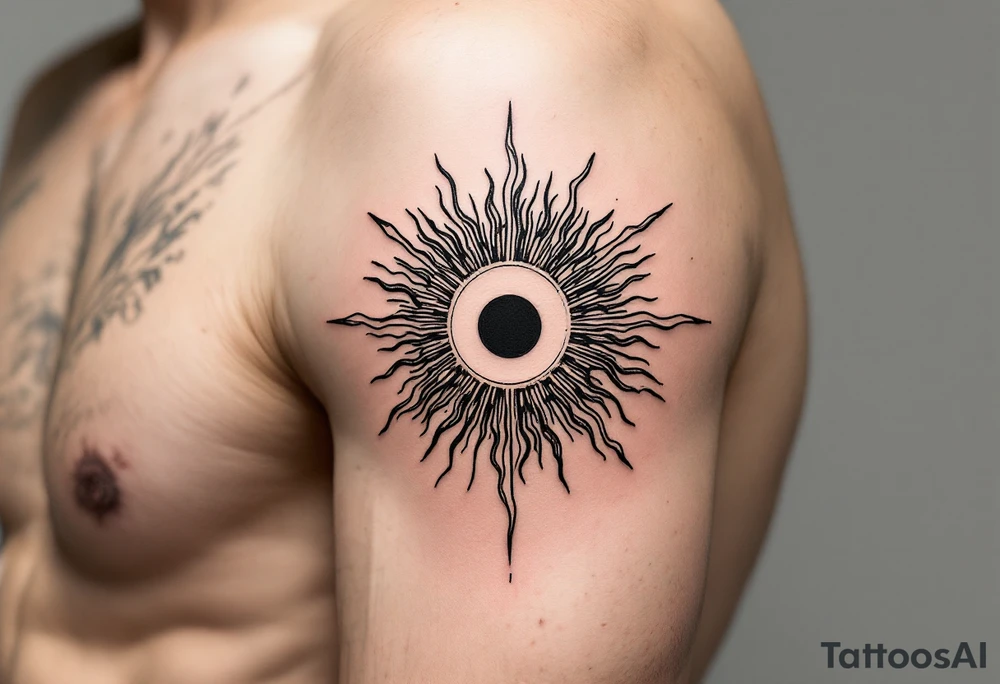 A sun and a black hole combined together as one. tattoo idea A sun and a black hole combined together as one. tattoo idea