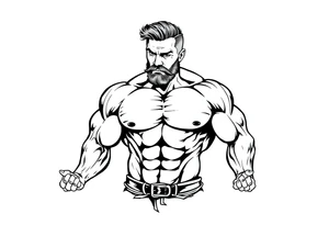 Muscle man old school tattoo idea