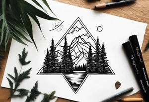 triangle shape trees mountain tattoo idea