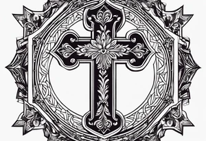 It should be a cross tattoo but it should contain a name that no one should come to know and the name is Gloria tattoo idea