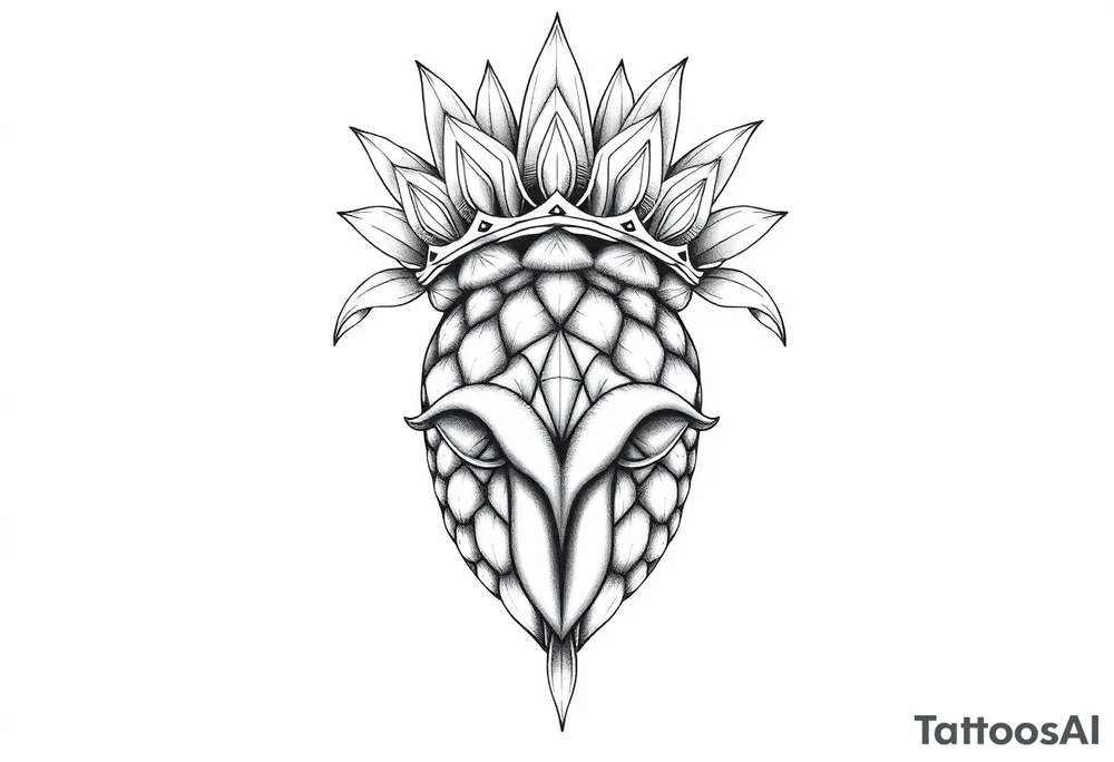 Majestic crown pineapple vagina and anus tattoo idea
