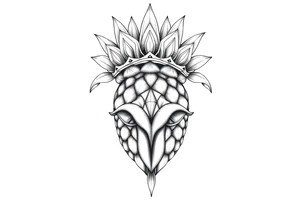 Majestic crown pineapple vagina and anus tattoo idea