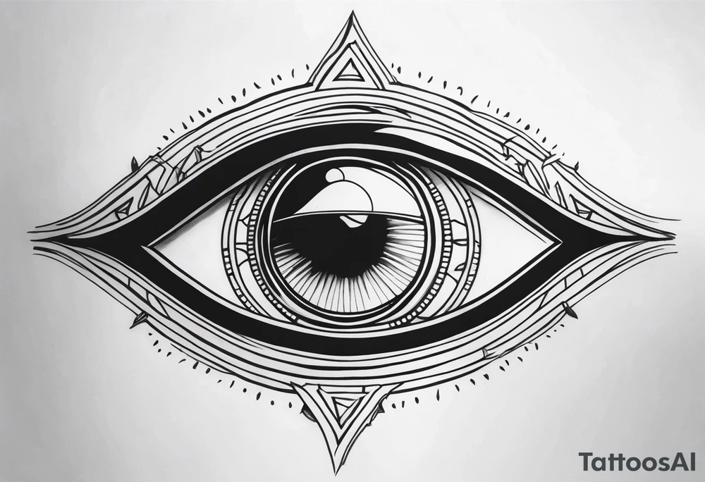 Band tool eye on elbow tattoo idea
