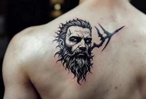 fit poseidon, behind a trident tattoo idea
