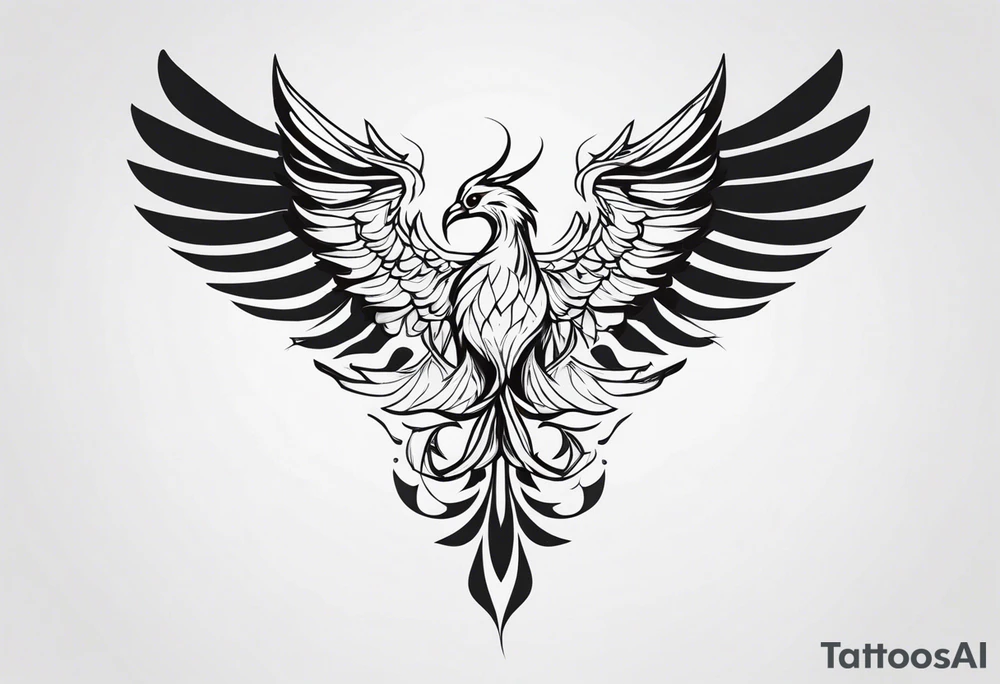 Half Phoenix Half Skeleton tattoo idea
