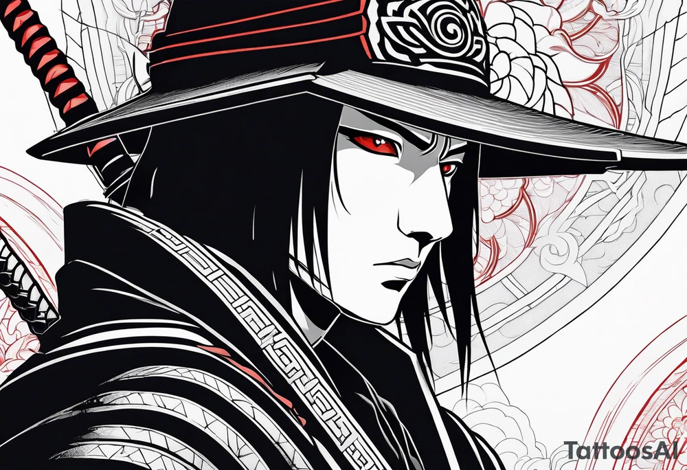 Itachi uchiha with samurai costume tattoo idea