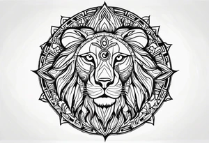 Lion sun evil eye tattoo idea