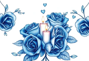 Passed love one, roses, candles, blue tattoo idea
