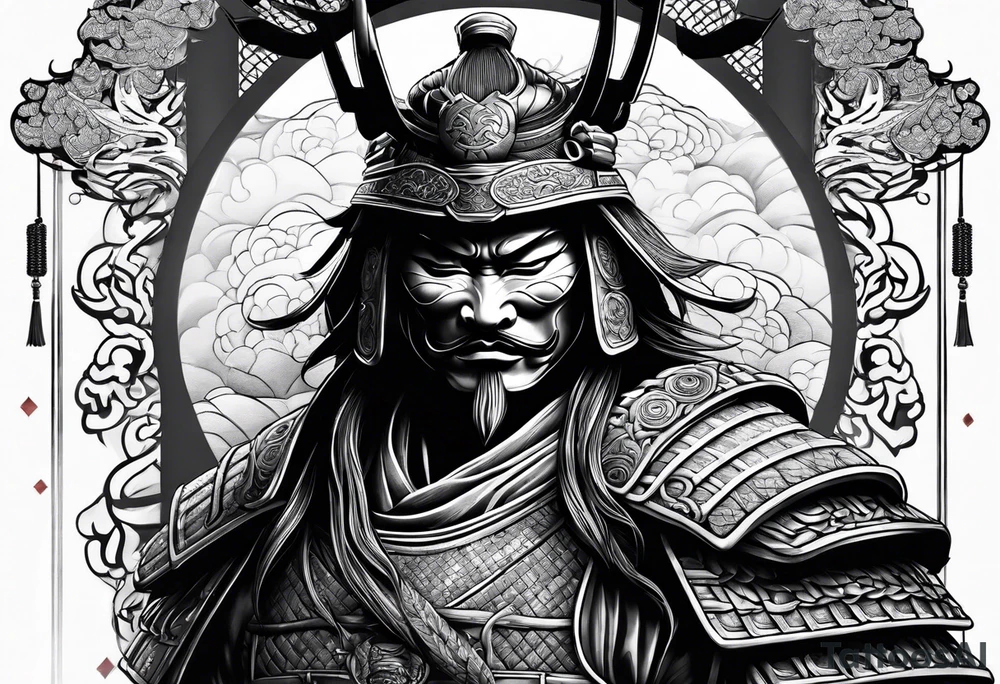 Samurai with mask tattoo idea