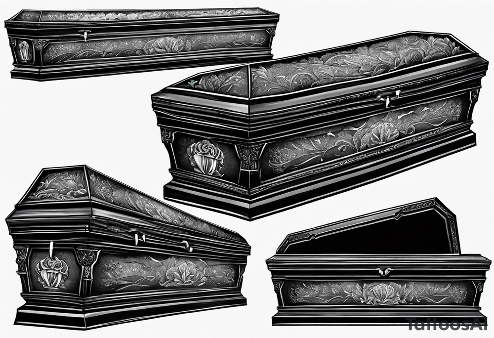 Coffin in graveyard tattoo idea