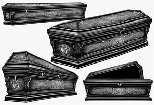 Coffin in graveyard tattoo idea