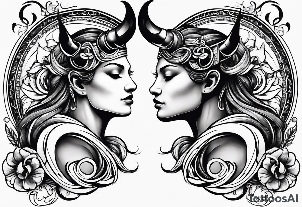 Gemini and taurus symbols intertwined tattoo idea