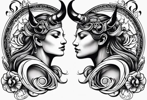 Gemini and taurus symbols intertwined tattoo idea