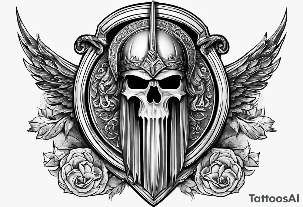Valhalla sheild sword tattoo idea