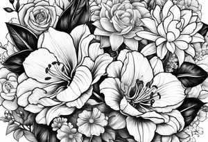 Rose orchid lily marigolds hydrangeas begonia dog wood gerber daisies tattoo idea