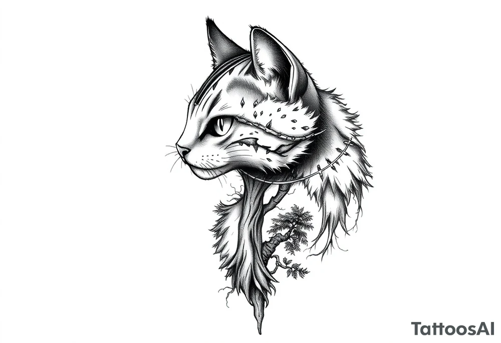 alley cat pixelated pc game charecter with treecolor pattern tattoo idea