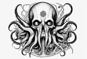 a tattoo on the theme of lovecraft, with long tentacles that embrace the earth tattoo idea