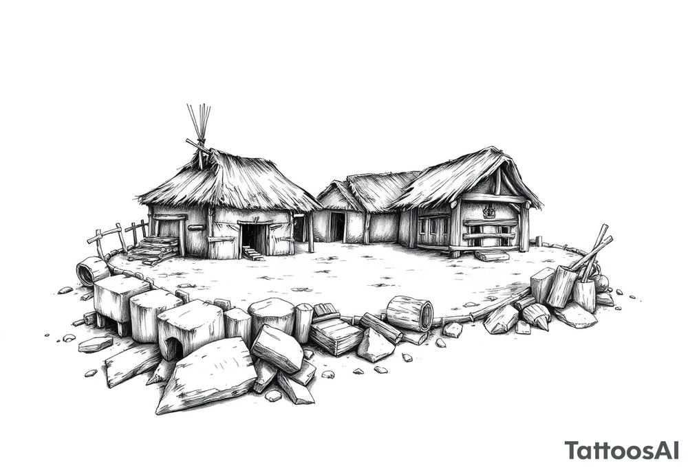 Native American settlement tattoo idea