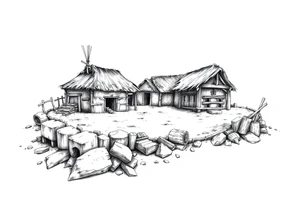 Native American settlement tattoo idea
