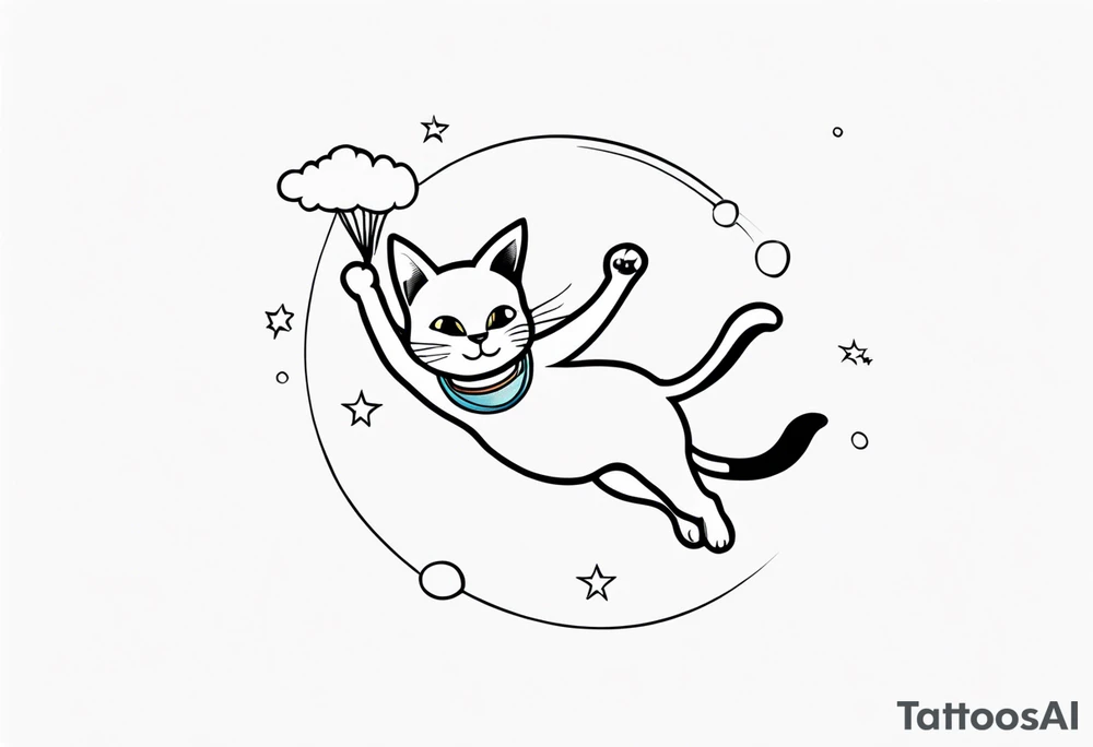 funny cat skydiving tattoo idea