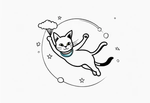 funny cat skydiving tattoo idea