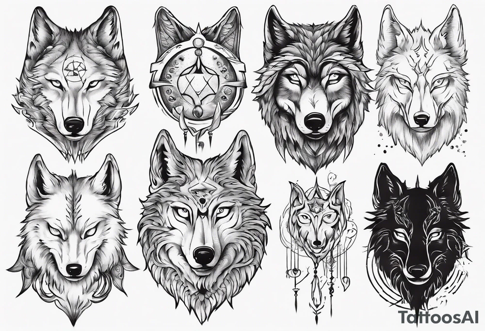 Spiritual wolf tattoo idea
