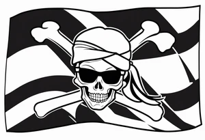 pirate flag with a female skull with two blonde buns and crossbones underneath, wearing glasses. no hat tattoo idea