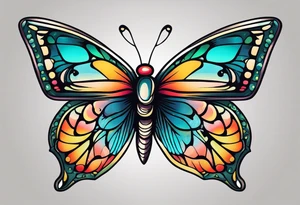 butterfly old school traditional vintage bold colorful tattoo idea