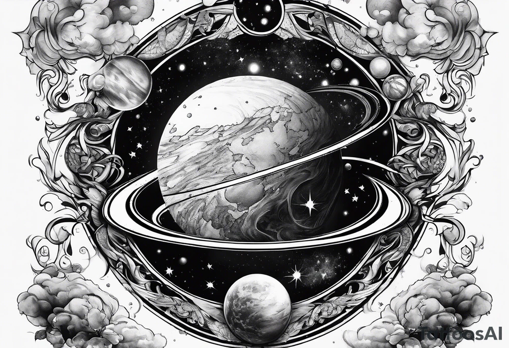 planet collision tattoo idea