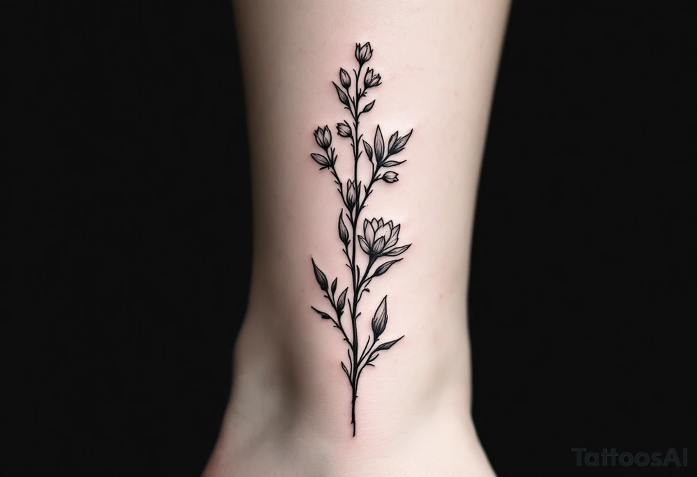 design very minimal Spring tatoo vertically for ankle tattoo idea