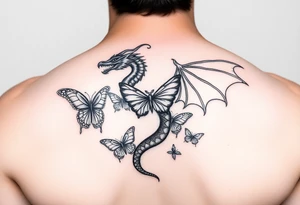 dragon made of butterflies tattoo idea