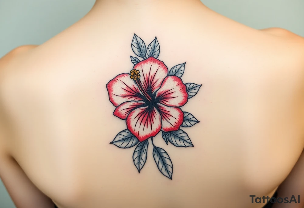 Hibiscus cluster with foliage tattoo idea