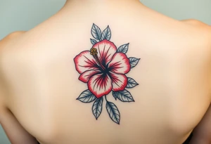 Hibiscus cluster with foliage tattoo idea
